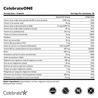 CelebrateONE Once Daily Bariatric Multivitamin sans Fer, Capsules
