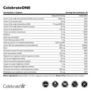 CelebrateONE Once Daily Bariatric Multivitamin sans Fer, Capsules