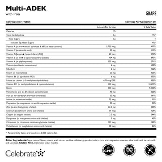 Multi-ADEK Vitamine met 60mg IJzer Kauwtablet, Grape