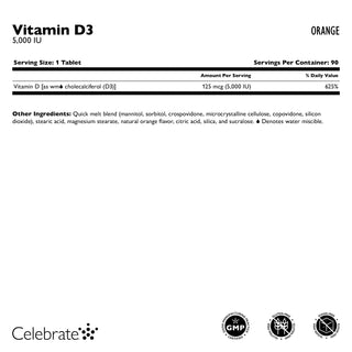 Vitamine D3 125mcg (5.000 IU) Quick-Melt, Orange