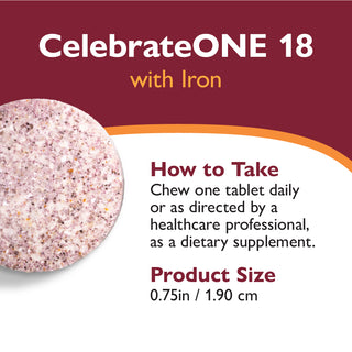 CelebrateONE 18 Multivitamine bariatrique à prendre une fois par jour avec Fer, A mâcher