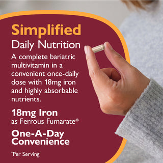 CelebrateONE 18 Multivitamine bariatrique à prendre une fois par jour avec Fer, Capsules