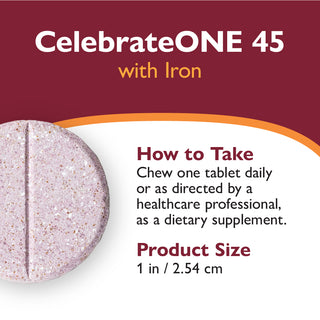 CelebrateONE 45 eenmaal daags Bariatrisch Multivitamine met IJzer, Kauwtablet