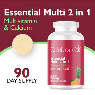 Essential Multi 2 in 1 Multivitamin with Calcium, A mâcher