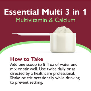 Essential Multi 3 in 1 Multivitamin with Calcium, Boire Mélange