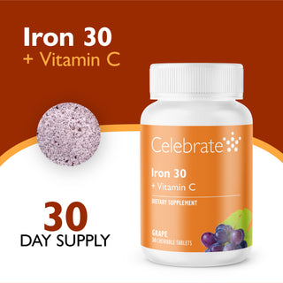 IJzer 30 mg + Vitamine C, Kauwtablet, Grape 