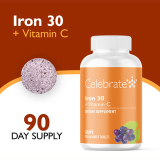 IJzer 30 mg + Vitamine C, Kauwtablet, Grape 