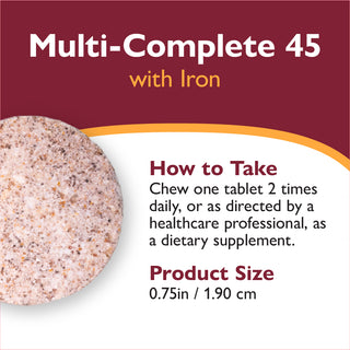 Multi-Complete 45 Multivitamine bariatrique avec Fer, A mâcher