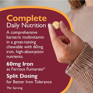 Multi-Complete 60 Multivitamine bariatrique avec Fer, A mâcher, Tropical
